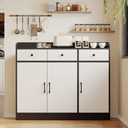 Sideboard Buffet Cabinet with Adjustable Shelves, 3 Doors & 3 Drawers