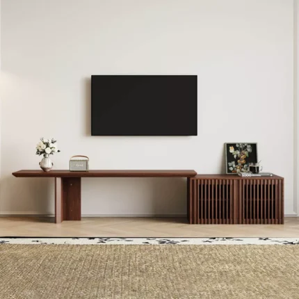 Modern TV Stand with Storage for Living Room or Bedroom – Walnut Media Console