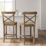 Wooden X-Back Counter Height Barstool – Solid Hardwood Frame with Classic Design