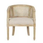 Mid-Century Rattan Accent Chair with Upholstered Seat - Image 3