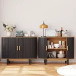 Sideboard Buffet Cabinet with Fluted Design & Sliding Doors - Image 4