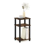 Industrial Accent End Table – Slim Sofa Side Table with Wood Top - Image 2