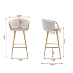 Metal Cozy Bar Stools with Chrome Footrest & Base – Modern Comfort Design - Image 4