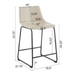 Modern 24-Inch Faux Leather Counter Stools with Steel Frame – Armless, Set of 2 - Image 4