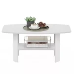Industrial 2-Tier Rectangular Coffee Table for Living Room – White Frame - Image 4