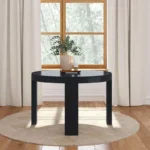 Plank + Beam 47" Solid Wood Round Dining Table for 4 – Multicolor Top with Black 4-Leg Base - Image 5