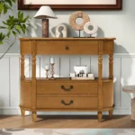 Wood Console Table with 3 Drawers