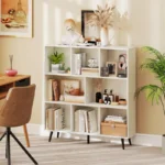 8-Cube 3-Tier Bookcase with Metal Legs – Modern Storage Organizer Shelf for Home & Office - Image 9