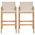 Woven Acacia Wood Bar Stools with Cushions – Set of 2, Durable & Stylish Design - Image 4