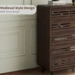 Modern Chest of 6 Drawers with Grille & Curved Design – Tall Storage Dresser - Image 4