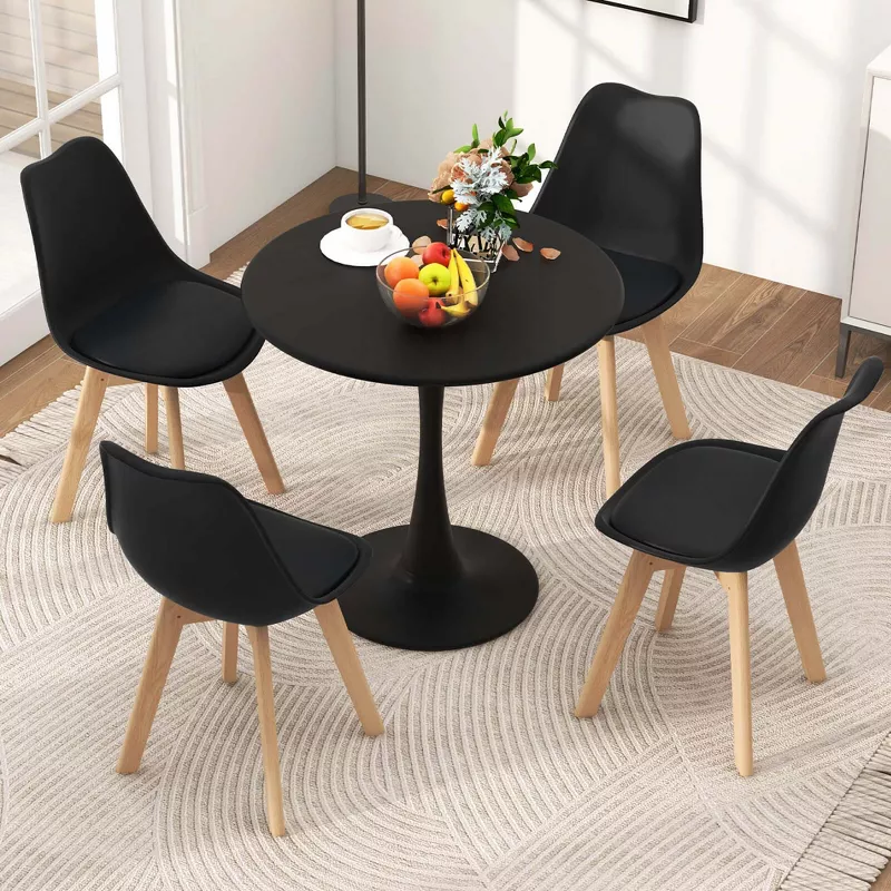 GUEST_af2823bd-8682-453b-b030-4a062fcf7045 Modern Round Dining Table Set with 4 Chairs – Compact Kitchen & Small Space Dining Set - Image 1