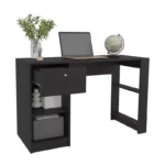 Solid Wood Writing Desk with Open Storage Shelf – Metal Frame Study & Office Table - Image 2