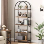 5-Tier Arched Bookshelf – Modern Metal Frame Bookcase with Open Shelves - Image 2