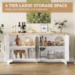 Rattan Sideboard for Living Room with 4 Doors & Shelves - Image 4