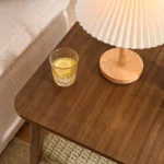 Storage Mid-Century Side Table with Woven Shelf – Yellow Accent End Table - Image 2