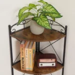 5-Tier Corner Storage Cabinet – Wooden Shelves with Metal Frame - Image 2