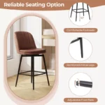 27-Inch Swivel Bar Stool Set with Padded Seat, Metal Legs & Footrest – Mid-Back, Set of 2 or 4 - Image 5