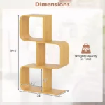 2-Tier S-Shaped Bamboo Bookcase – Geometric Corner Display Shelf with Open Cubes - Image 6