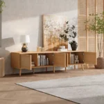 Media Console with Rattan Doors – Modern TV Stand with Cable Management - Image 4