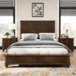 Vertical Grain Solid Wood Bed Frame with Headboard & Spindle Wood Legs - Image 3