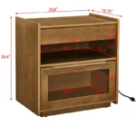 Modern End Table with 2 Drawers – Wooden Side Table in Brown Finish - Image 4