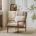 Mid-Century Modern Wooden Armchair with High Back and Cushions - Image 2