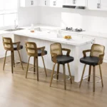 Leather Upholstered Bar Chairs with Back & Arms – Comfortable and Supportive Design - Image 5