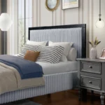 Solid Wood Platform Bed Frame with Fluffy Soft Upholstered Headboard - Image 2