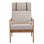Mid-Century Modern Wooden Armchair with High Back and Cushions - Image 3