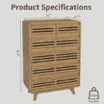Tall Chest of 6 Drawers with Grille & Curved Design – Modern Storage Dresser - Image 7
