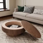 Modern Round Coffee Table with Storage - Image 2