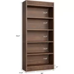 Wooden Tall Walnut Bookshelf – 5-Tier Storage Rack for Home & Office - Image 4