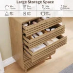 Tall Chest of 6 Drawers with Grille & Curved Design – Modern Storage Dresser - Image 2