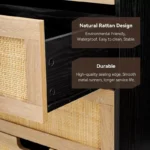 Modern Rattan Chest of 5 Drawers – Tall Storage Dresser with Metal Frame - Image 3