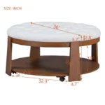 Upholstered Coffee Table Cocktail Center Table, 2-Tier Design - Image 3