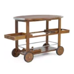 Wooden Bar Cart with Wheels – Dark Oak Brown Finish - Image 6