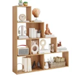 6-Cube Ladder Shelf – Freestanding Corner Bookshelf Storage & Display Rack - Image 3