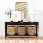 Woven Drawer Console Table for Entryway and Living Room