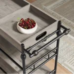 3-Tier Metal Serving Cart with Wheels, Wine & Glass Rack – Retro Brown Finish - Image 2