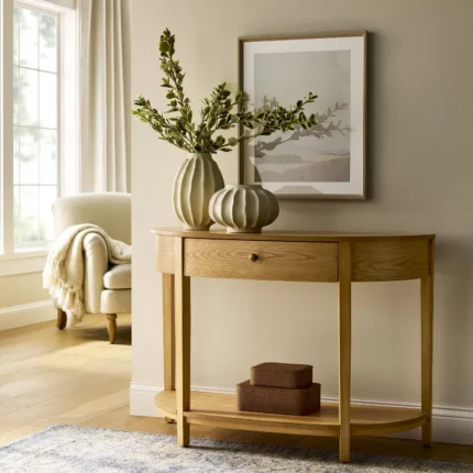 Natural Wood Console Table for Entryway and Living Room