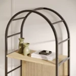 Wooden 4-Tier Rattan Arched Bookshelf – Decorative Bookcase with Metal Frame - Image 7
