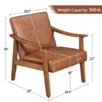 Modern Faux Leather Upholstered Armchair Accent Chair - Image 3