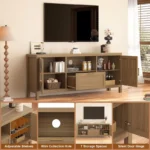 TV Stand for Up to 65-Inch TVs – Entertainment Center with Door and Metal Frame - Image 3