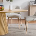 Solid Wood Oval Dining Table for 6 – Pedestal Base, Brown Finish - Image 4