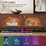 Media Console Table with Rattan Décor, 3 Cabinets & 2 Drawers – Modern Storage TV Stand - Image 4