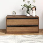 Modern Wooden Sideboard with 2 Drawers, Walnut Finish