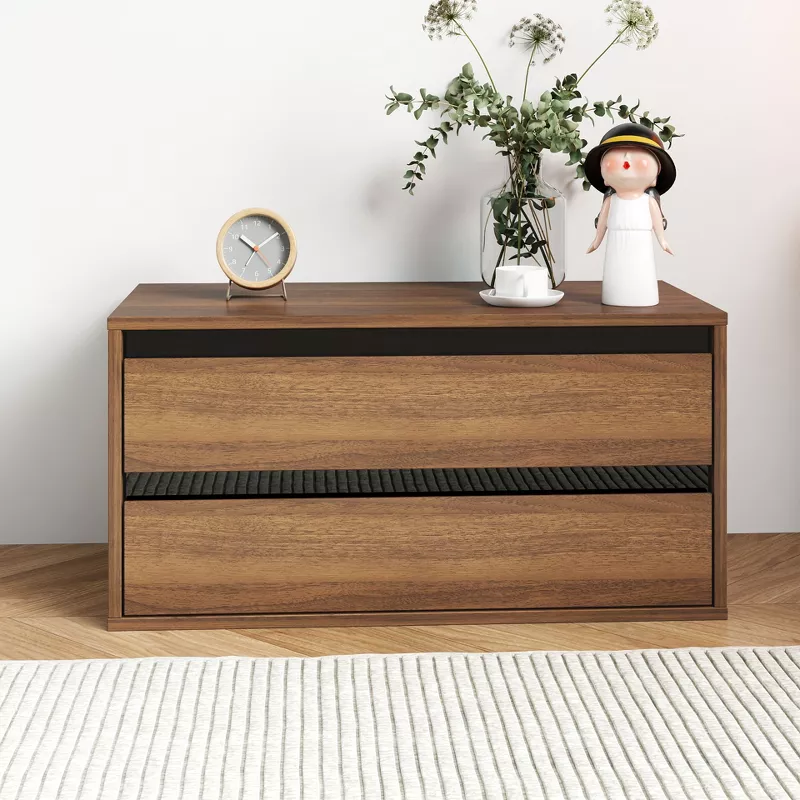 GUEST_bd3d16e3-8402-4394-9895-36af367d1569 Modern Wooden Sideboard with 2 Drawers, Walnut Finish - Image 1