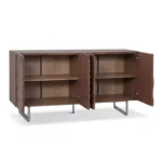 Modern Wood Sideboard with Four Water-Drop Corrugated Doors and Adjustable Shelves - Image 2