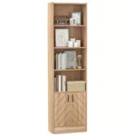 Tall Wooden Bookcase with Storage Cabinet – Oak Finish - Image 6
