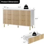 Modern 6-Drawer Dresser for Bedroom with Gold Handles – Large Storage Dresser - Image 2
